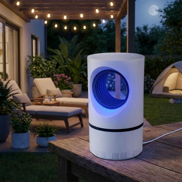 Mosquito Killer Lamp Electric Shocker Round with Charger – Powerful 360° UV Light Insect Trap for Home & Room